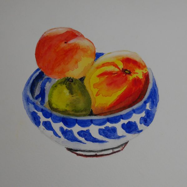 Frutas en un cuenco de cerámica granadina. 23x32